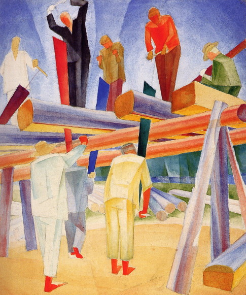 Image - Oleksander Bohomazov: The Work of Sawers (1929). 