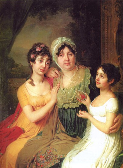 Image -- Volodymyr Borovykovsky: Portrait of O. Bezborodko with her Daughters (1803).