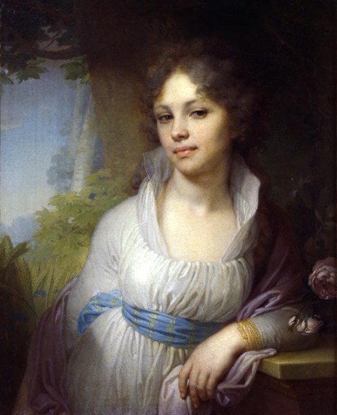 Image -- Volodymyr Borovykovsky: Portrait of M. Lopukhina (1797).