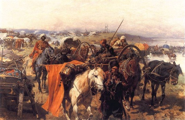 Image -- Jozef Brandt: A Camp of the Zaporozhian Cossacks.