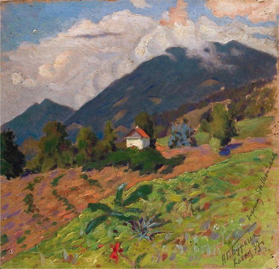 Image -- Mykola Burachek: The Caucasus Mountains (1937).