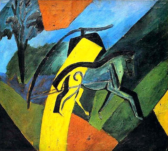 Image -- Davyd Burliuk: A Horse-Lightning (1907).