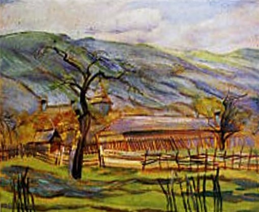 Image - Mykola Butovych: Carpathian Landscape (watercolor, 1930s)