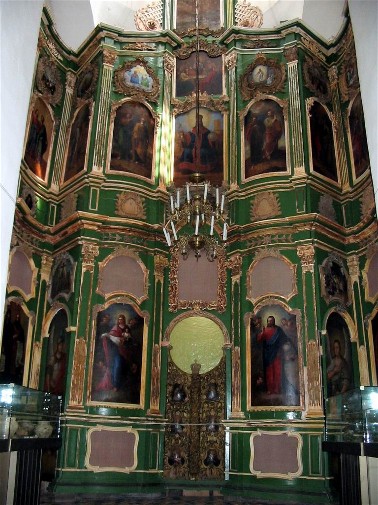 Image - The iconostasis of the Saint Elijah's Church (late 12th-century) at the Trinity-Saint Elijah's Monastery in Chernihiv.