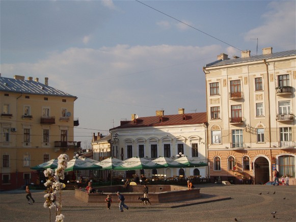 Image -- The Philharmonic Square in Chernivtsi.