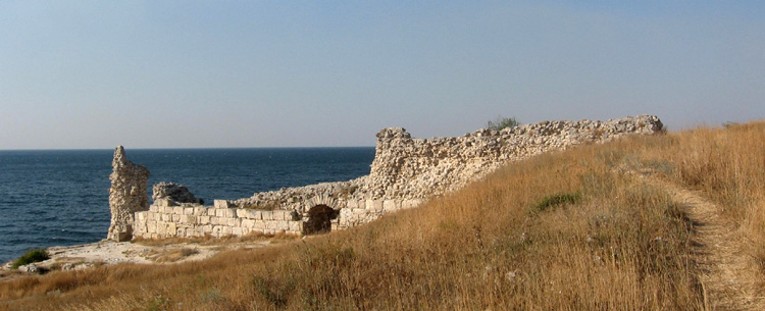 Image - The ruins of western fortification walls in Chersonese Taurica near Sevastopol in the Crimea.