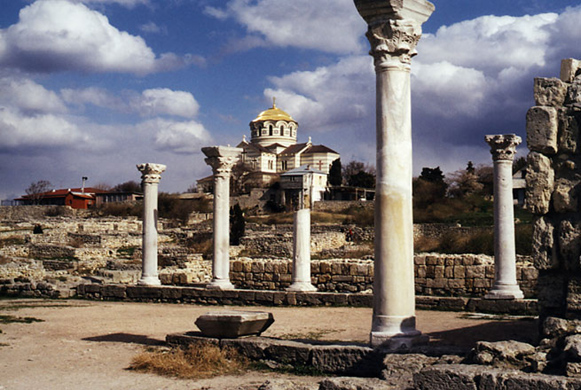 Image - The ruins of Chersonese Taurica (with the Church of Saint Volodymyr) near Sevastopol in the Crimea. 
