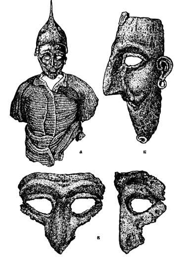 Image -- Chorni Klobuky armour and iron mask (from burial site in Kovali, Cherkasy region).