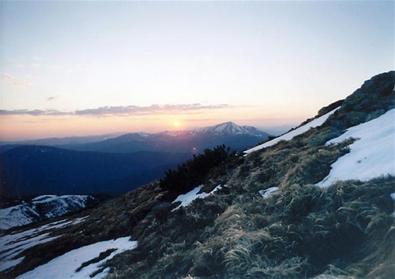 Image -- Chornohora landscape at sunset.