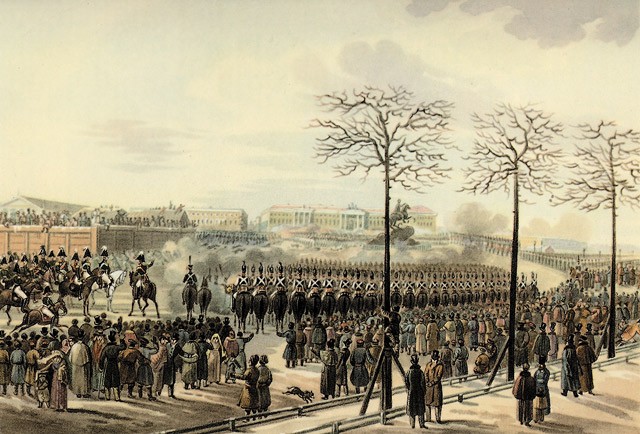 Image -- The Decembrist Uprising of 1825 (painting by Karl Kolman).