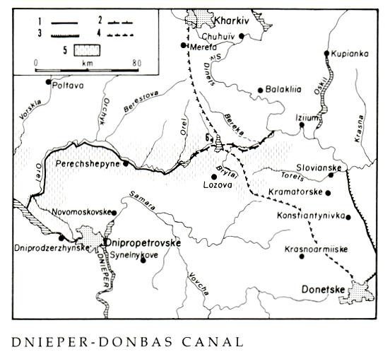 Image from entry Dnieper Donbas Canal Map in the Internet Encyclopedia of Ukraine