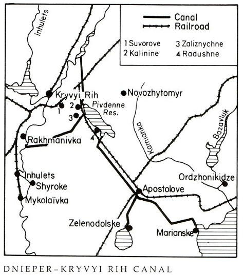 Image from entry Dnieper Kryvyi Rih Canal Map in the Internet Encyclopedia of Ukraine