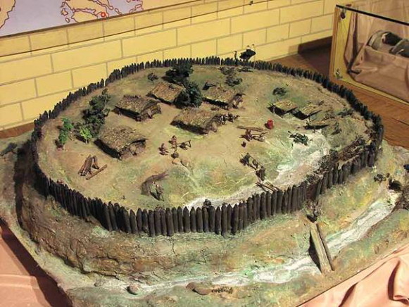 Image -- A reconstruction of an early Slavic settlement (8th-9th century).