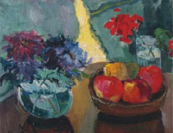 Image -- Adalbert Erdeli: Still Life with Apples (1939).