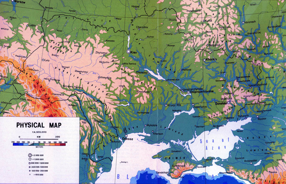 Image -- Map: Physical Geography of Ukraine.