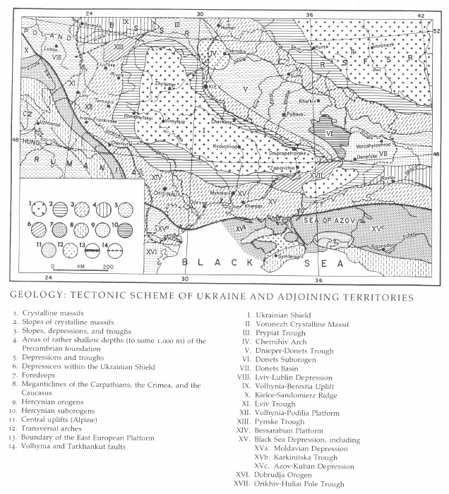 Image -- Geology: Tectonic Scheme of Ukraine and Adjoining Territories.