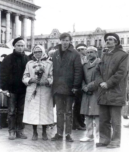 Image - The protesters (including Oksana Meshko) during the Revolution on Granite in Kyiv (1990).