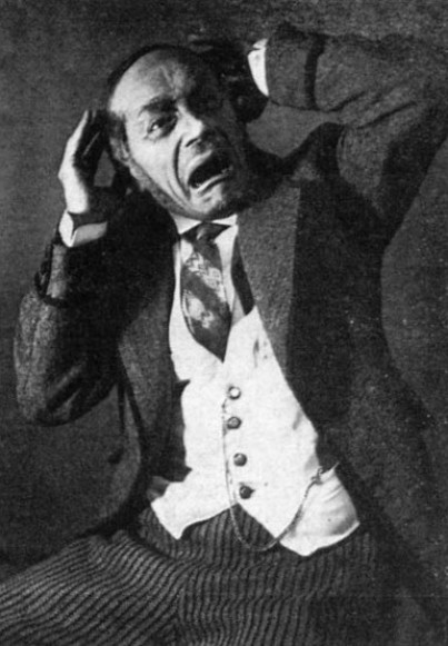 Image -- Yosyp Hirniak in the Berezil performance M. Kulishs Maklena Grasa (1933).