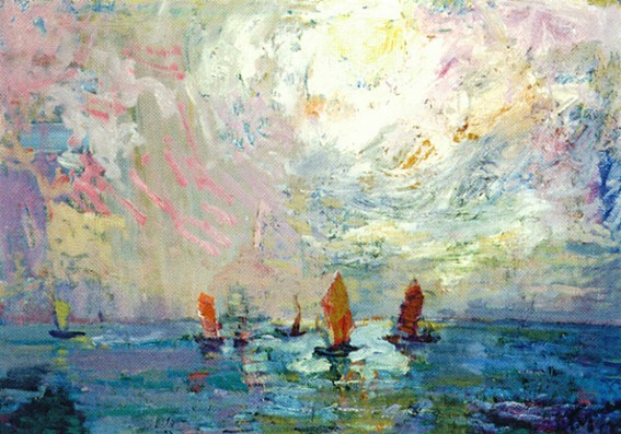 Image - Mykola Hlushchenko: Approach of the Boats (1957).
