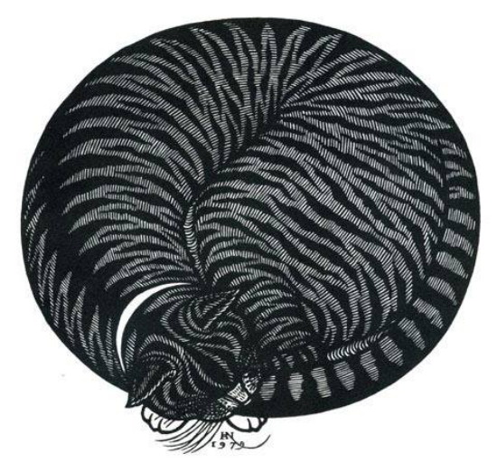 Image -- Jacques Hnizdovsky: A Sleeping Cat.
