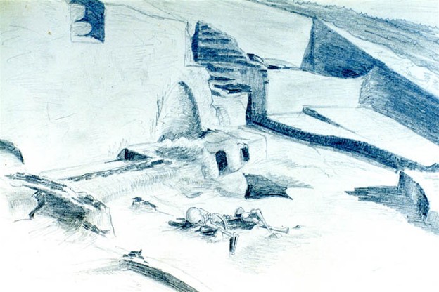 Image -- Horodsk excavations (Mykhailo Braichevsky's drawing).