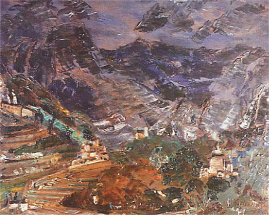 Image -- Oleksa Hryshchenko: Storm over Erbalunga (1954).