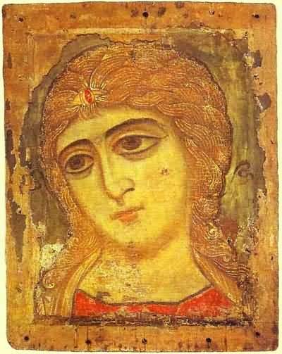 Image - Icon: Archangel Gabriel or Angel with Golden Hair (12th-century).