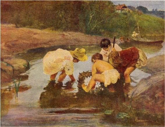 Image -- Ivan Izhakevych: Catching Crayfish (1935).