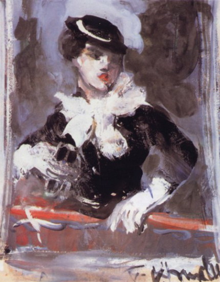 Image - Vasyl Khmeliuk: Portrait of a Young Lady in a Hat.