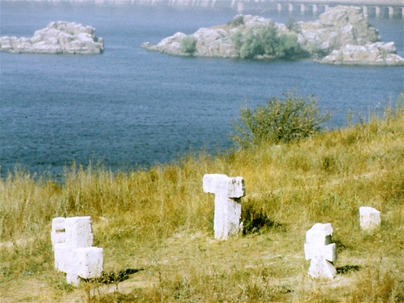 Image - The Khortytsia Island: tombstones on Cossack graves.