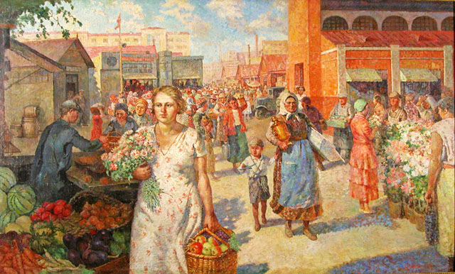 Image -- Oleksii Kokel: The Collective-Farm Market (1934).