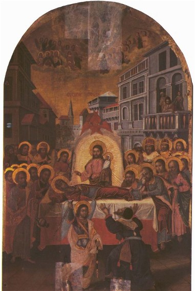 Image -- Yov Kondzelevych: Icon The Dormition from the Bilostok Monastery iconostasis (early 18th century).