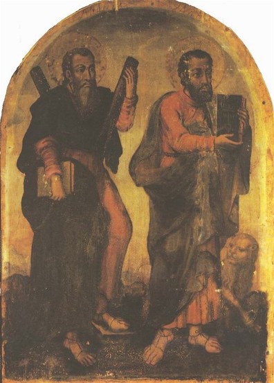 Image - Yov Kondzelevych: Icon of Apostles Andrew and Mark from the village of Voshatyn in Volhynia.