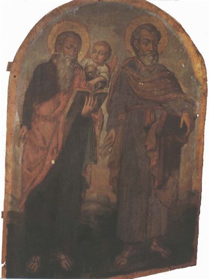 Image - Yov Kondzelevych: Icon of Apostles Peter and Matthew from the village of Voshatyn in Volhynia.