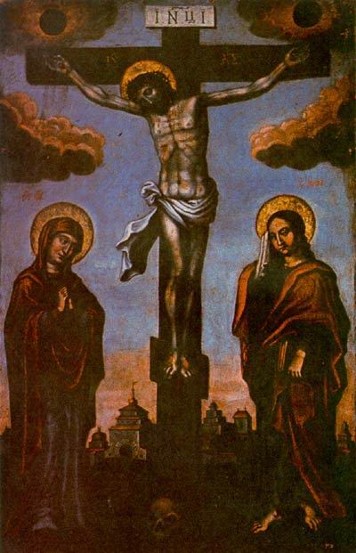 Image -- Yov Kondzelevych: Icon of the Crucifixion (1737).