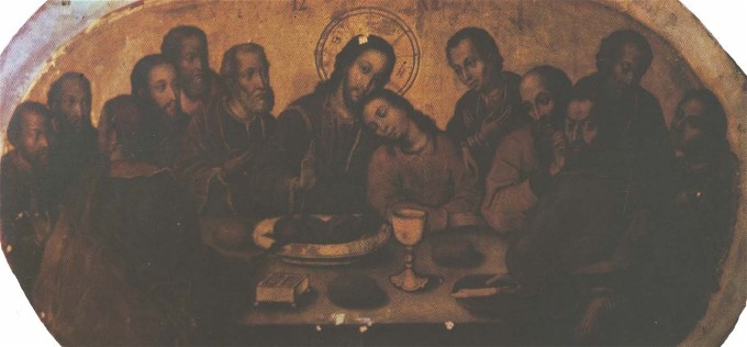 Image -- Yov Kondzelevych: Icon The Last Supper from the Maniava Hermitage iconostasis (1698-1705).