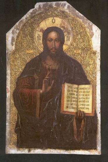 Image -- Yov Kondzelevych: Icon of the Savior from the Maniava Hermitage iconostasis (1698-1705).