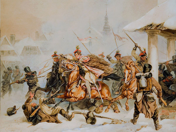 Image - Juliusz Kossak: Cracow Rebels Attack Russians in Proszowice in 1846.
