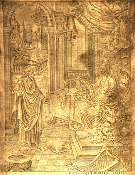 Image -- The copper plate for Averkii Kozachkivsky: King David and Prophet Nathan (Psalter illustration).