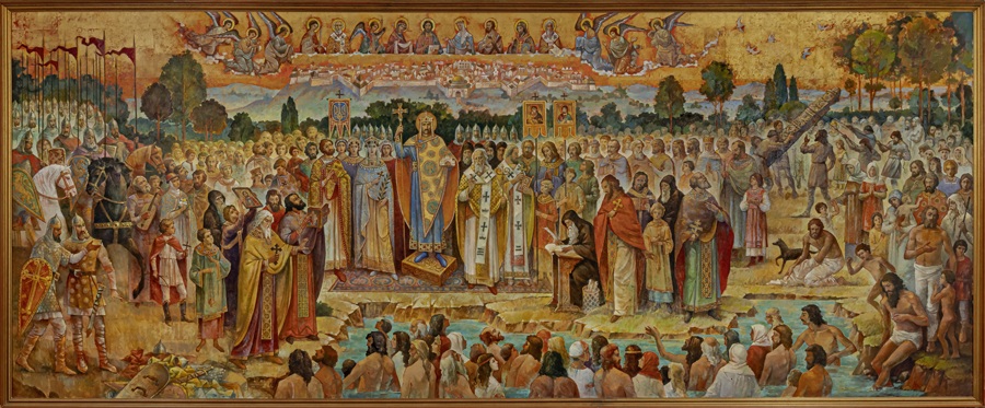 Image -- George Kozak: Christianization of Rus-Ukraine (from the collection of the Canadian Ukrainian Art Foundation, Toronto).