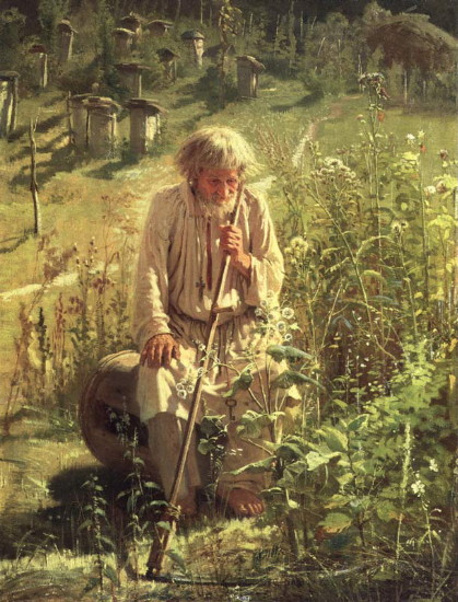 Image -- Ivan Kramskoi: A Beekeeper (1872).