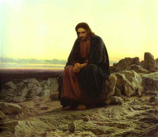 Image -- Ivan Kramskoi: Christ in the Desert (1872).