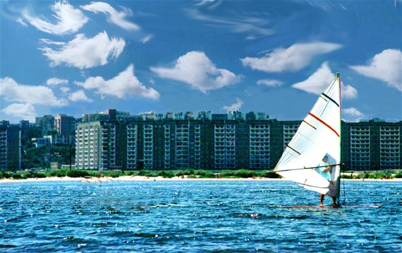 Image - Wind-surfing on the Kremenchuk reservoir (Dnieper River) in Cherkasy.