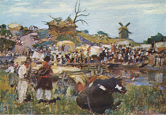 Image -- Vasyl H. Krychevsky: Sorochintsi Fair (1938).