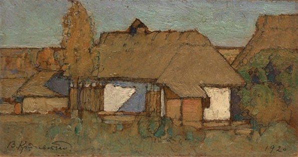 Image -- Vasyl H. Krychevsky: A Ukrainian House in Spychentsi (1920).