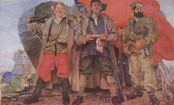 Image -- Fedir Krychevsky: Conquerors of Wrangel (1934).