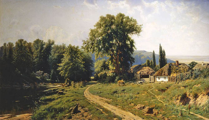 Image - Kostiantyn Kryzhytsky: Khutir in Ukraine (1887).