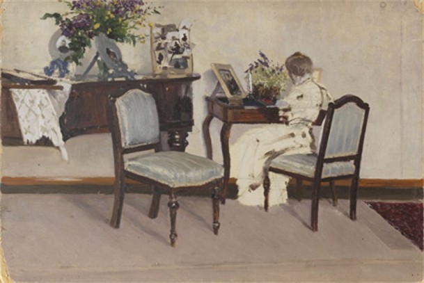 Image -- Kostiantyn Kryzhytsky: In a Parlor.