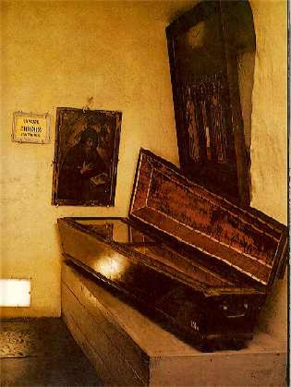 A monk's cell in the Far Caves of the Kyivan Cave Monastery.