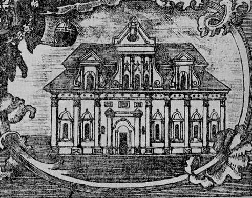 Image - Copper etching of the building of the Kyivan Cave Monastery Press (1758). 